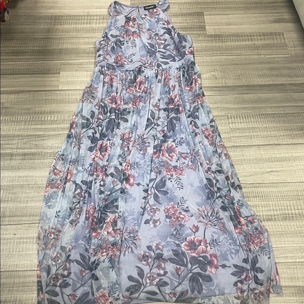 Elegant Floral Maxi Dress in Blue and Pink - Picture 5 of 8